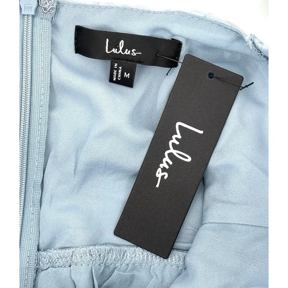 Lulus Exceedingly Elegant Midi Dress Sz Medium Blue Floral Applique Bustier NWT - Picture 10 of 11